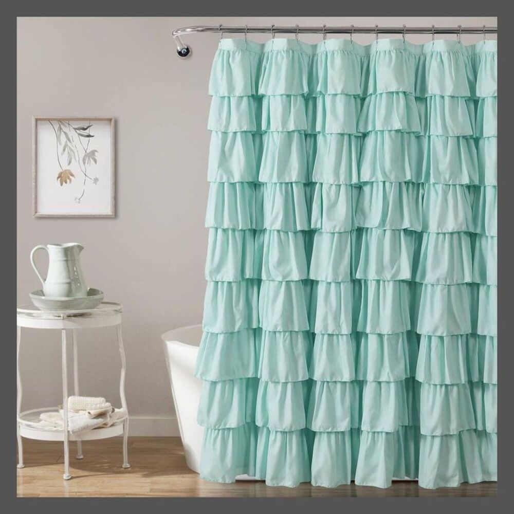Lush Decor - Ruffle Shower Curtain Light Turquoise - Lush Décor Turquoise